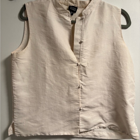 Eileen Fisher Tops - Eileen Fisher Cream 100% Silk Button Front Shell